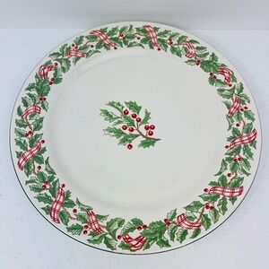 Vtg Mervyn S Holiday Ribbon 12" Platter Majesticware Christmas